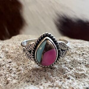 ❤️ Cotton Candy Dahlia Kingman Turquoise Sterling 925 Southwestern Ring Sz 6.5